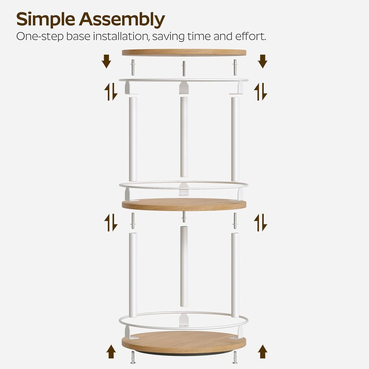 Lazy Susan Organizer, Rotating Spice Rack, 2 Tier Spice Turntable Organizer, Industrial Turntable Spice Holder, for Kitchen Countertop and Cabinet, Compact and Versatile, Rustic Brown SR22BR