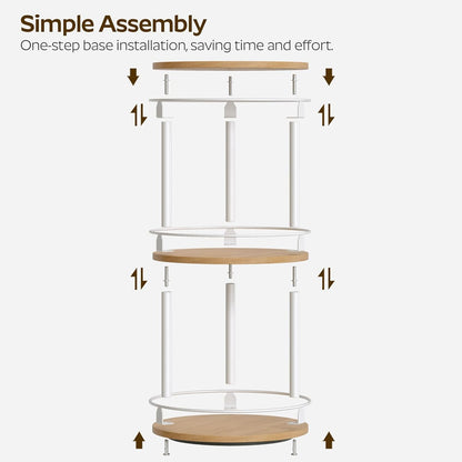 Lazy Susan Organizer, Rotating Spice Rack, 2 Tier Spice Turntable Organizer, Industrial Turntable Spice Holder, for Kitchen Countertop and Cabinet, Compact and Versatile, Rustic Brown SR22BR