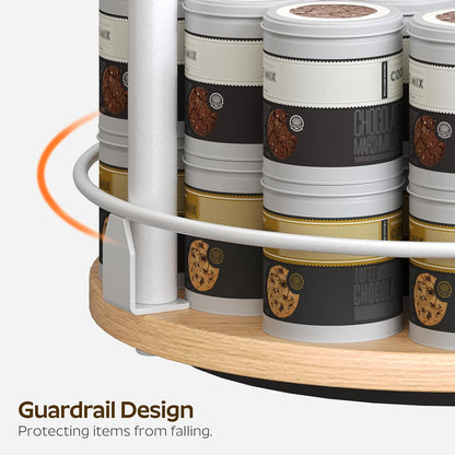 Lazy Susan Organizer, Rotating Spice Rack, 2 Tier Spice Turntable Organizer, Industrial Turntable Spice Holder, for Kitchen Countertop and Cabinet, Compact and Versatile, Rustic Brown SR22BR