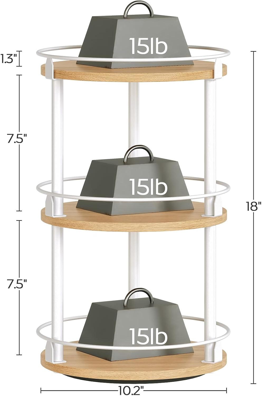 Lazy Susan Organizer, Rotating Spice Rack, 2 Tier Spice Turntable Organizer, Industrial Turntable Spice Holder, for Kitchen Countertop and Cabinet, Compact and Versatile, Rustic Brown SR22BR