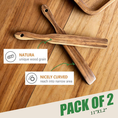 Upgraded Handle Wood Spurtle Spatula for Sourdough Starter