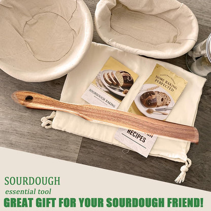 Upgraded Handle Wood Spurtle Spatula for Sourdough Starter