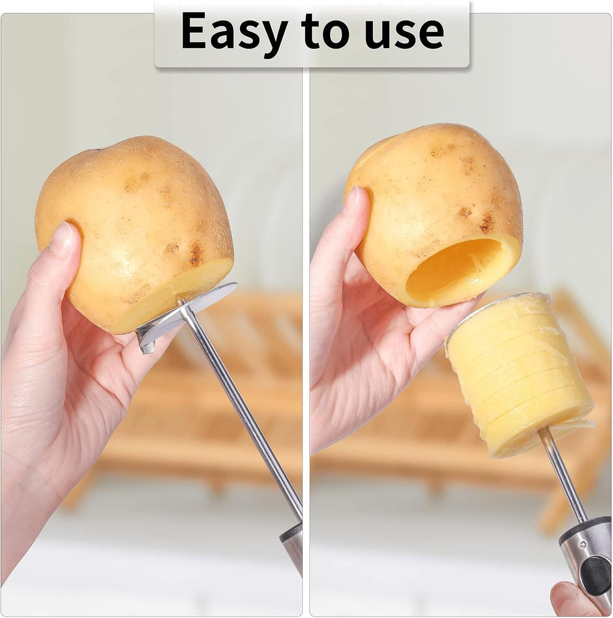 Newness Multi-Purpose Veggie Drill with Sharp Blade and Ergonomic Anti-Slip Handle, 4 Sizes for Coring and Hollowing out Zucchini, Potatoes, Carrot