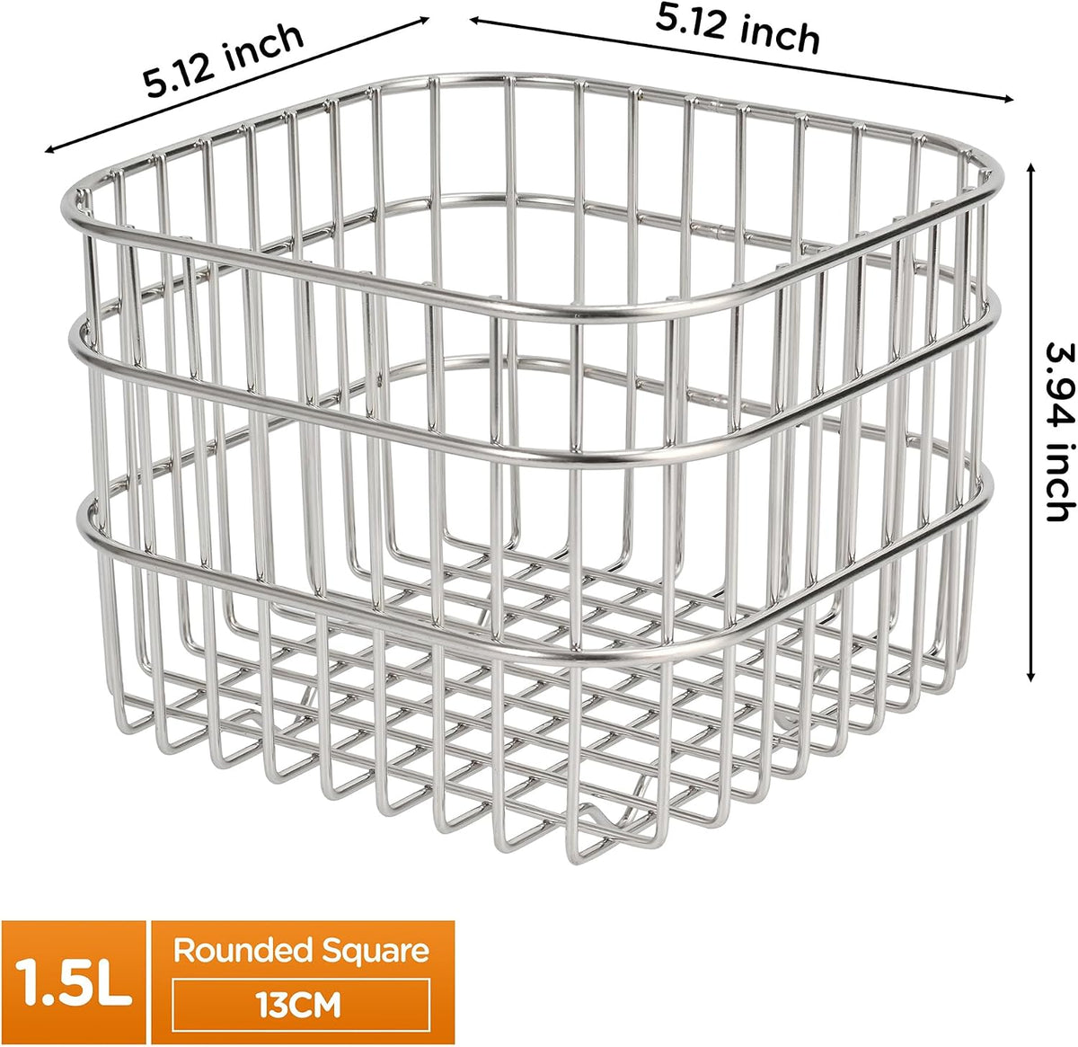 304SS Fruit Basket 1.5L Kitchen Storage Colander Produce Holder