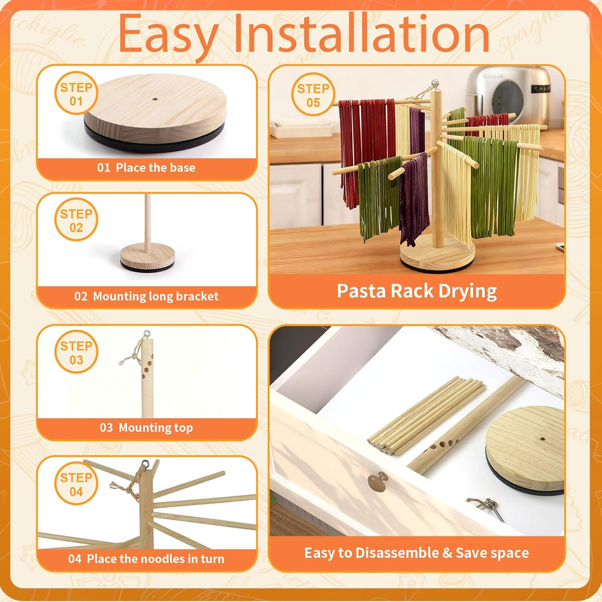 Pasta Making Tools Set, 10 Pcs Pasta Kit with Ravioli Mold & Gnocchi Board | Includes Rolling Pins, Dough Cutter & Pastry Wheel for Homemade Ravioli, Gnocchi, Dumplings and Pasta Lovers