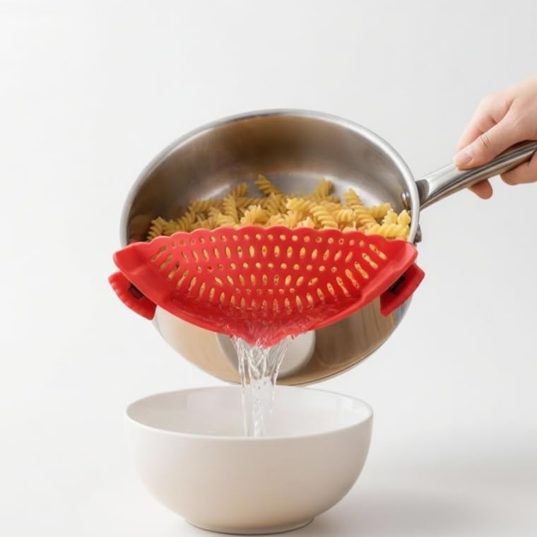 Clip On Pot Strainer, Silicone Pasta Colander for Pots and Pans
