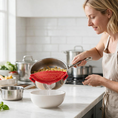 Clip On Pot Strainer, Silicone Pasta Colander for Pots and Pans