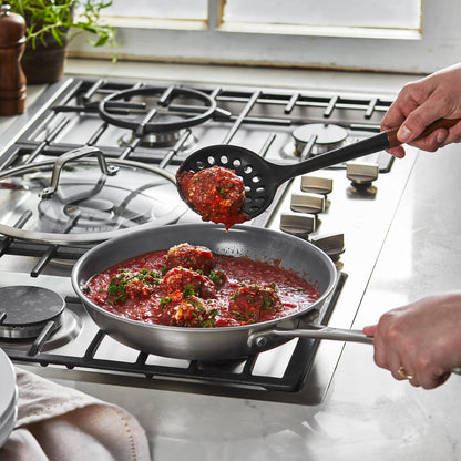 Silicone with Wood Handle Cooking Utensil, Skimming Ladle | BPA Free Silicone Skimming Ladle, Heat-Resistant Silicone Head, Durable Acacia Wood Handle. Safe for All Cookware Surfaces.