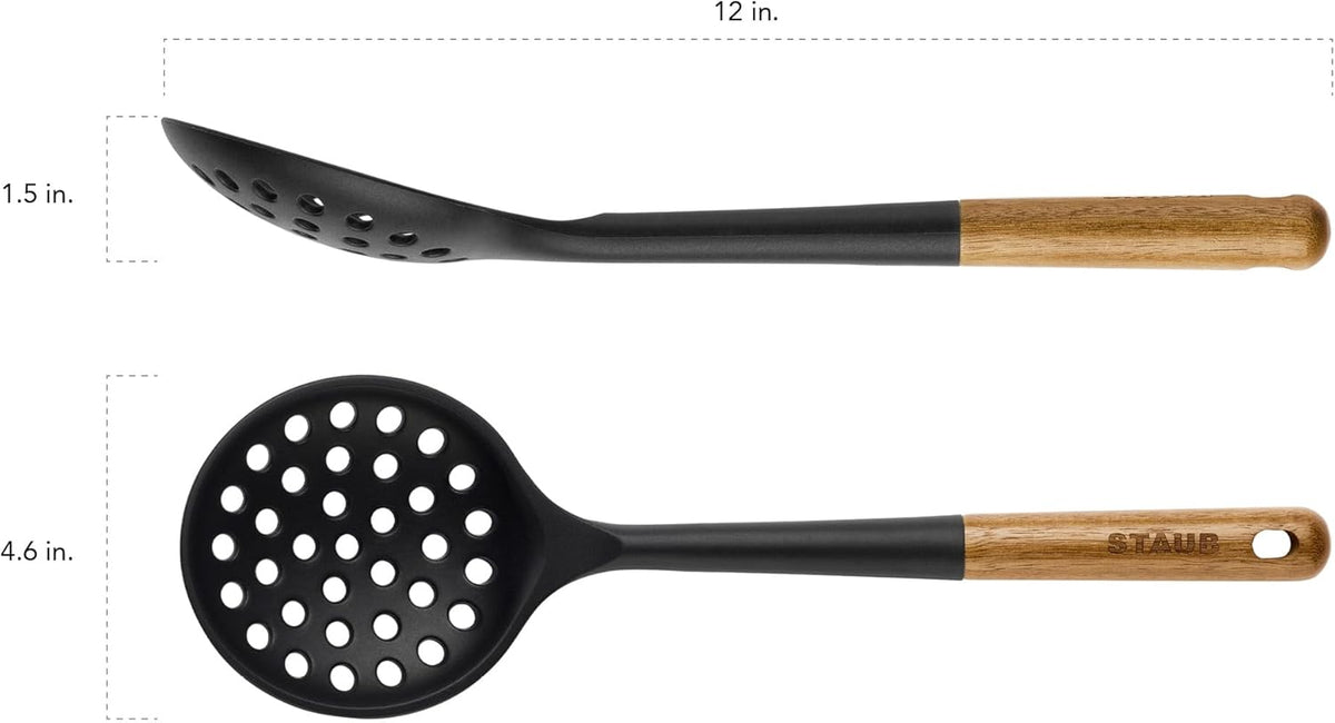Silicone with Wood Handle Cooking Utensil, Skimming Ladle | BPA Free Silicone Skimming Ladle, Heat-Resistant Silicone Head, Durable Acacia Wood Handle. Safe for All Cookware Surfaces.