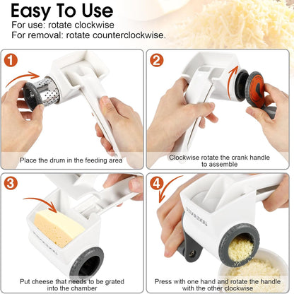 Cheese Grater Hand Crank,Classic Rotary Parmesan Cheese Shredder Handheld