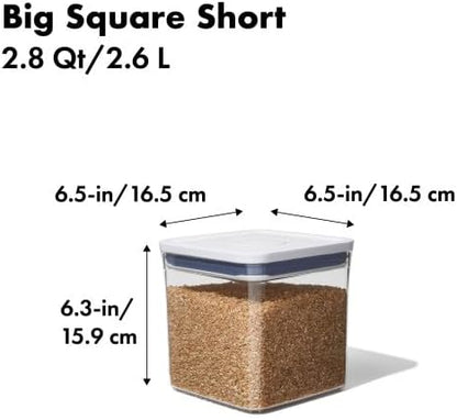 Good Grips POP Container - Airtight Food Storage - Big Square Short 2.8 Qt Ideal for 5 lbs of sugar, cookies or crackers