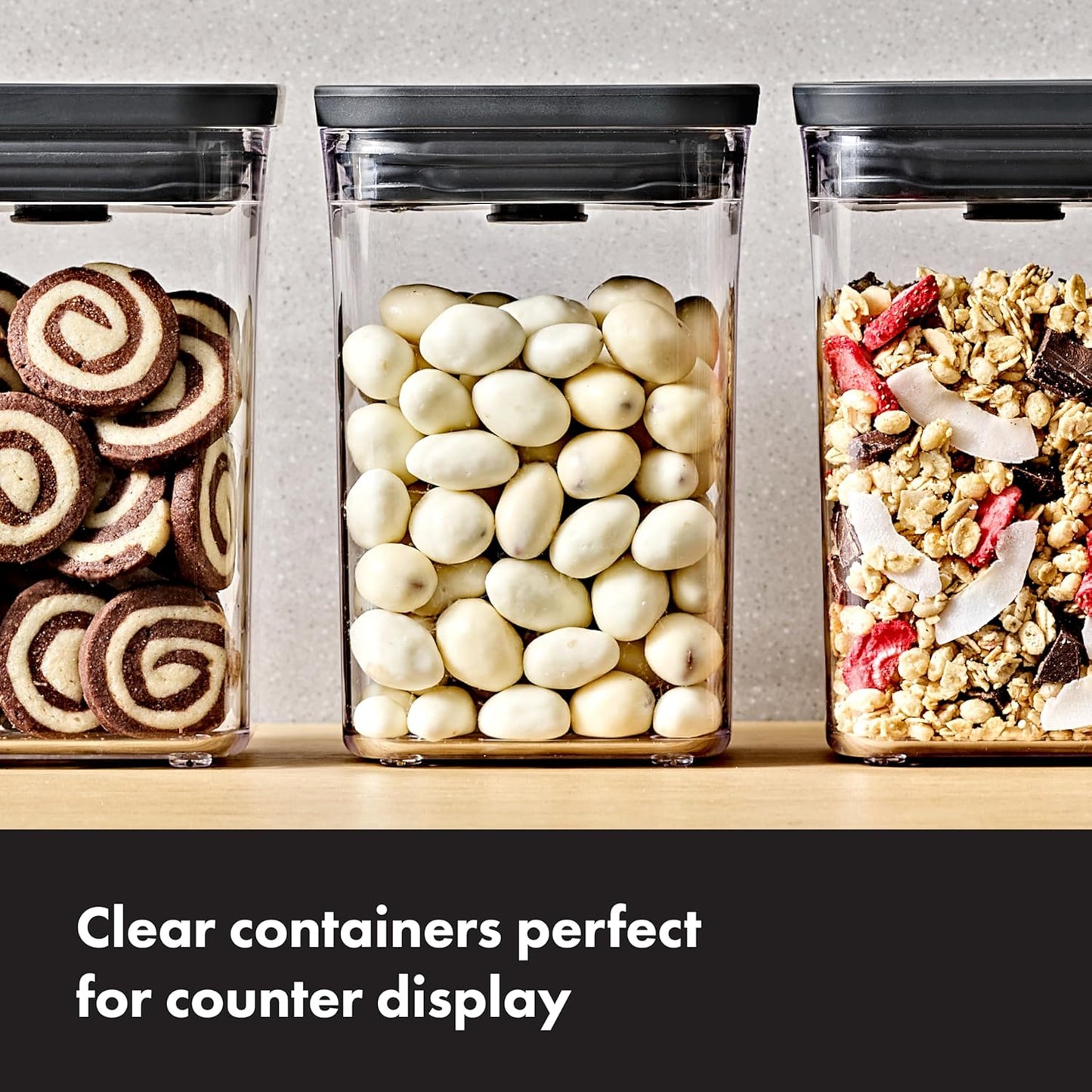 Good Grips POP Container - Airtight Food Storage - Big Square Short 2.8 Qt Ideal for 5 lbs of sugar, cookies or crackers