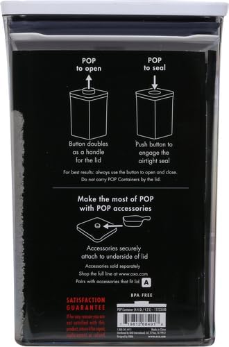 Good Grips POP Container - Airtight Food Storage - Big Square Short 2.8 Qt Ideal for 5 lbs of sugar, cookies or crackers