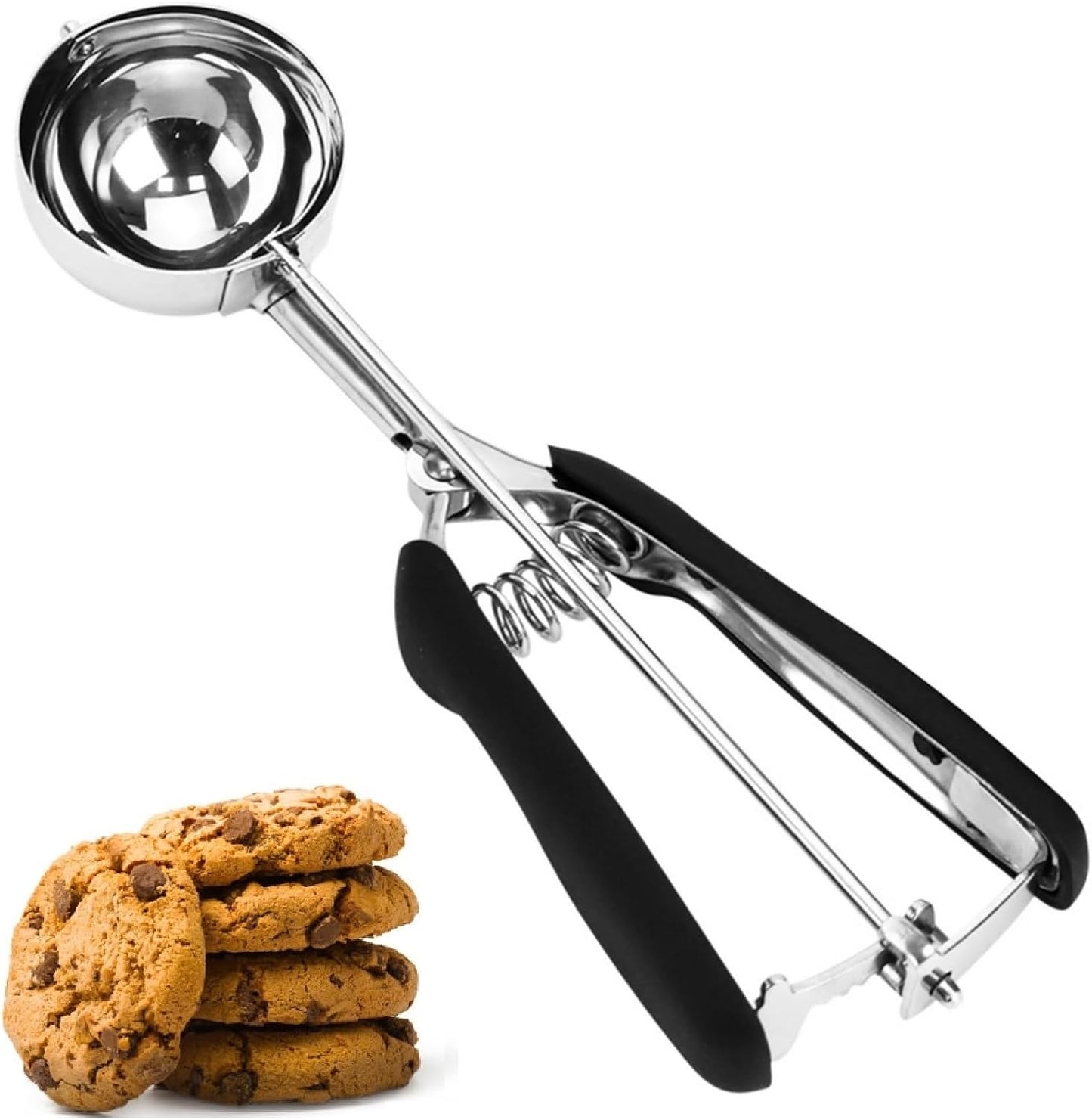 Ice Cream Scoop, Cookie Scoop, Large Cookie Scoops for Baking, 18/8 Stainless Steel Cookie Scooper for Baking, Ice Cream Scooper with Trigger Release, Cookie Dough Scoop with Non-slip Grip (L)……
