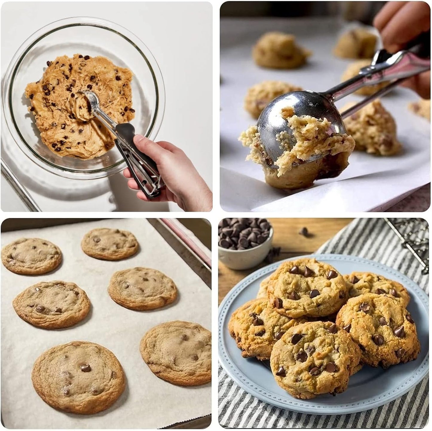 Ice Cream Scoop, Cookie Scoop, Large Cookie Scoops for Baking, 18/8 Stainless Steel Cookie Scooper for Baking, Ice Cream Scooper with Trigger Release, Cookie Dough Scoop with Non-slip Grip (L)……