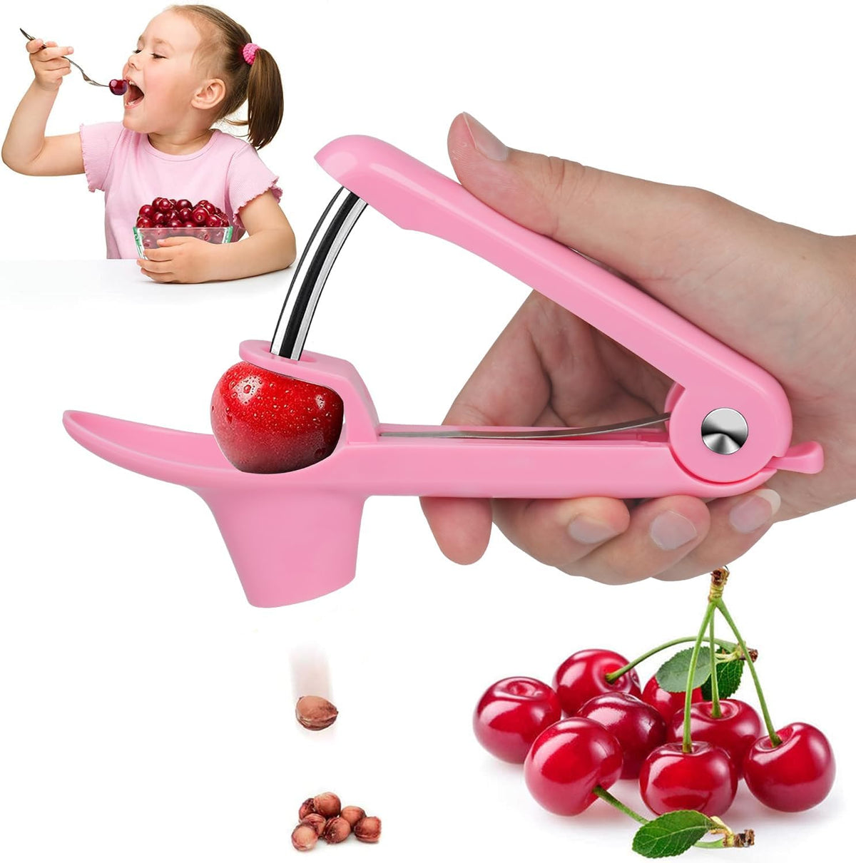 Cherry Pitter Tool Pit Remover, Multiple Cherry Seed Remover, 7 Holes Cherry Stoner Pitter Quick Release, Multiple Cherry Pit Remover Cherries Jam