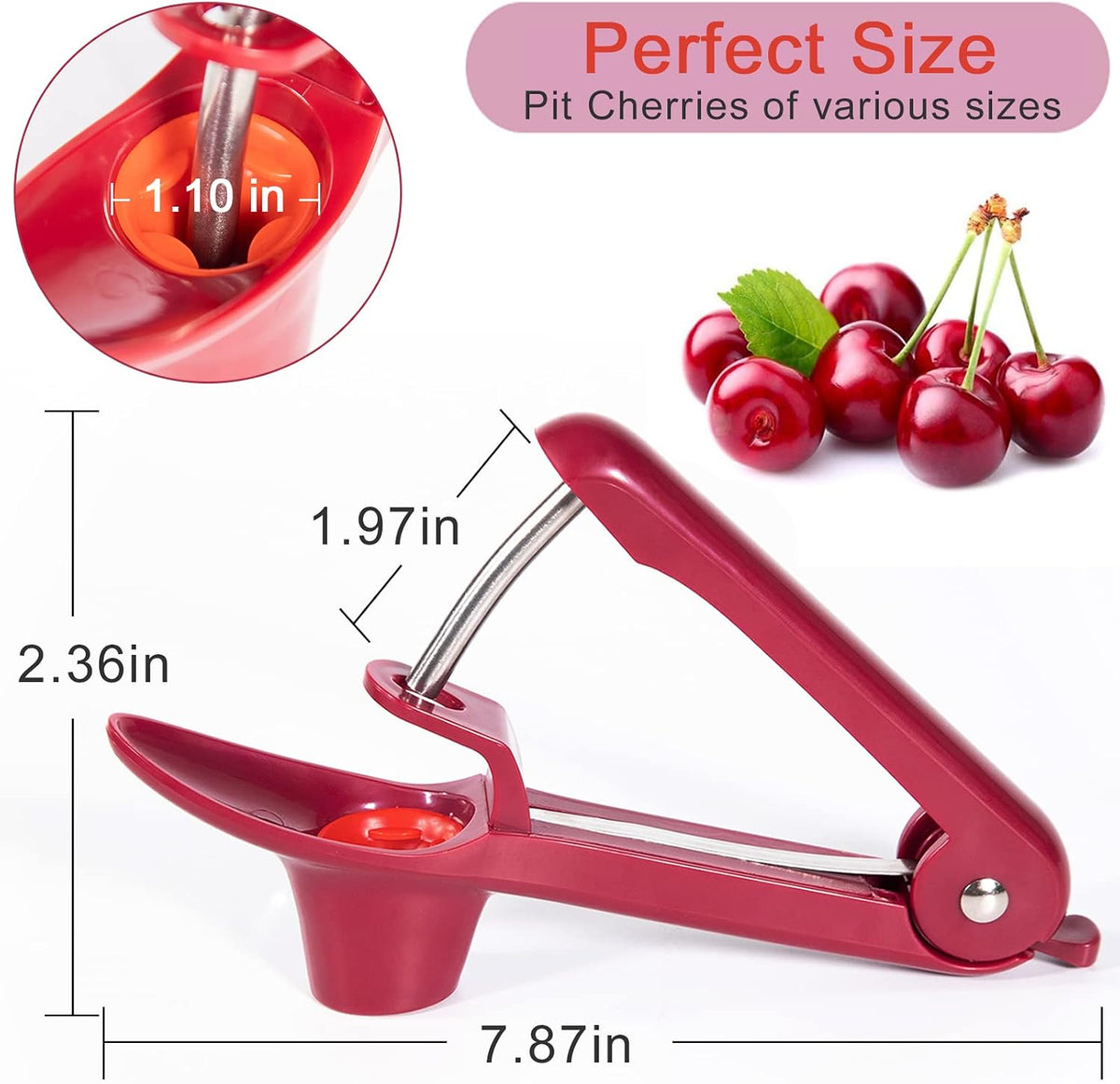 Cherry Pitter Tool Pit Remover, Multiple Cherry Seed Remover, 7 Holes Cherry Stoner Pitter Quick Release, Multiple Cherry Pit Remover Cherries Jam