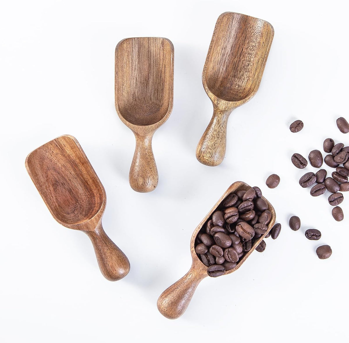 Wooden Scoops for Canisters Acacia Wooden Scoop for Jars Mini Measuring Spoons for Ground Coffee Scoops Wood Scoops for Seasoning Bath Salt Laundry Detergent Shovel Measuring-Multipurpose