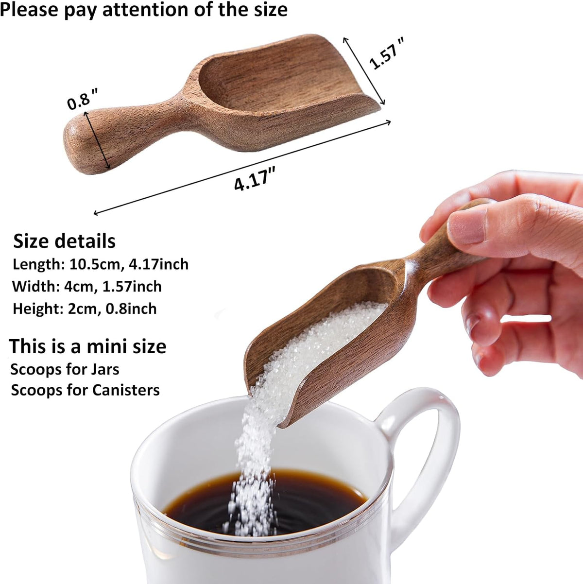 Wooden Scoops for Canisters Acacia Wooden Scoop for Jars Mini Measuring Spoons for Ground Coffee Scoops Wood Scoops for Seasoning Bath Salt Laundry Detergent Shovel Measuring-Multipurpose
