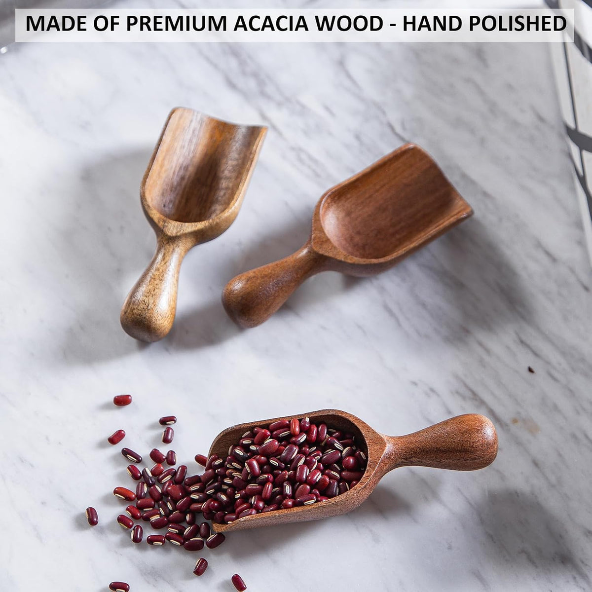 Wooden Scoops for Canisters Acacia Wooden Scoop for Jars Mini Measuring Spoons for Ground Coffee Scoops Wood Scoops for Seasoning Bath Salt Laundry Detergent Shovel Measuring-Multipurpose