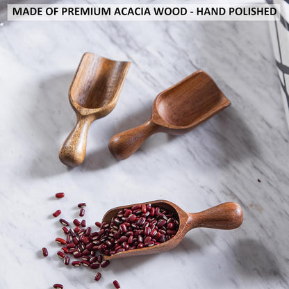 Wooden Scoops for Canisters Acacia Wooden Scoop for Jars Mini Measuring Spoons for Ground Coffee Scoops Wood Scoops for Seasoning Bath Salt Laundry Detergent Shovel Measuring-Multipurpose