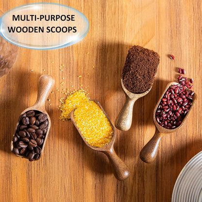 Wooden Scoops for Canisters Acacia Wooden Scoop for Jars Mini Measuring Spoons for Ground Coffee Scoops Wood Scoops for Seasoning Bath Salt Laundry Detergent Shovel Measuring-Multipurpose