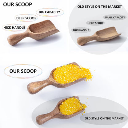 Wooden Scoops for Canisters Acacia Wooden Scoop for Jars Mini Measuring Spoons for Ground Coffee Scoops Wood Scoops for Seasoning Bath Salt Laundry Detergent Shovel Measuring-Multipurpose