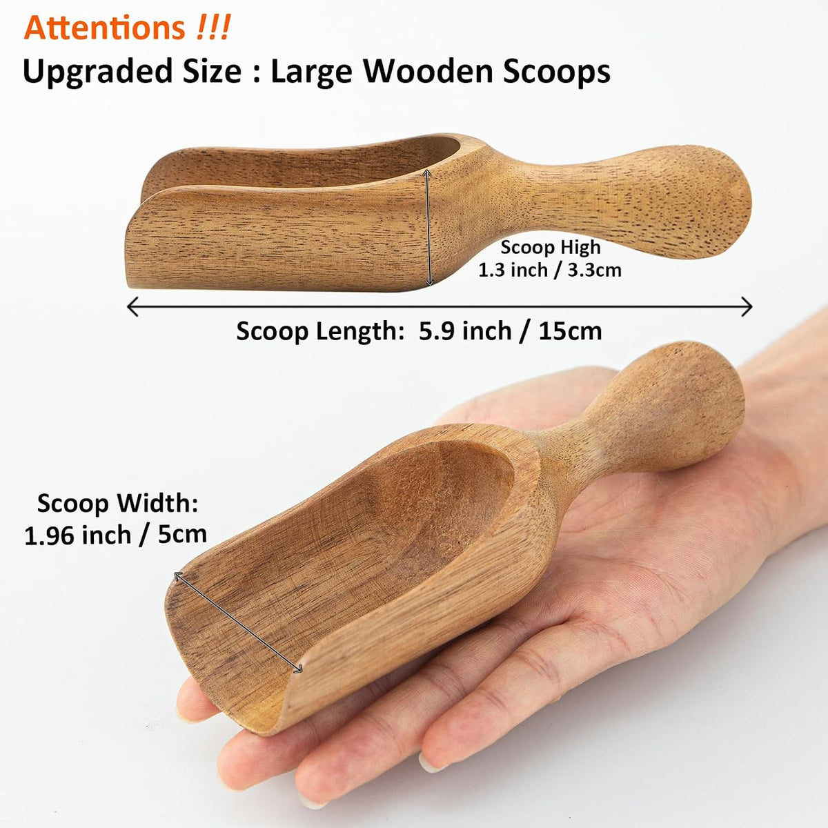 Wooden Scoops for Canisters Acacia Wooden Scoop for Jars Mini Measuring Spoons for Ground Coffee Scoops Wood Scoops for Seasoning Bath Salt Laundry Detergent Shovel Measuring-Multipurpose