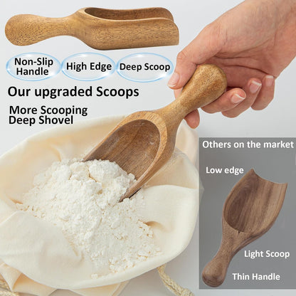 Wooden Scoops for Canisters Acacia Wooden Scoop for Jars Mini Measuring Spoons for Ground Coffee Scoops Wood Scoops for Seasoning Bath Salt Laundry Detergent Shovel Measuring-Multipurpose