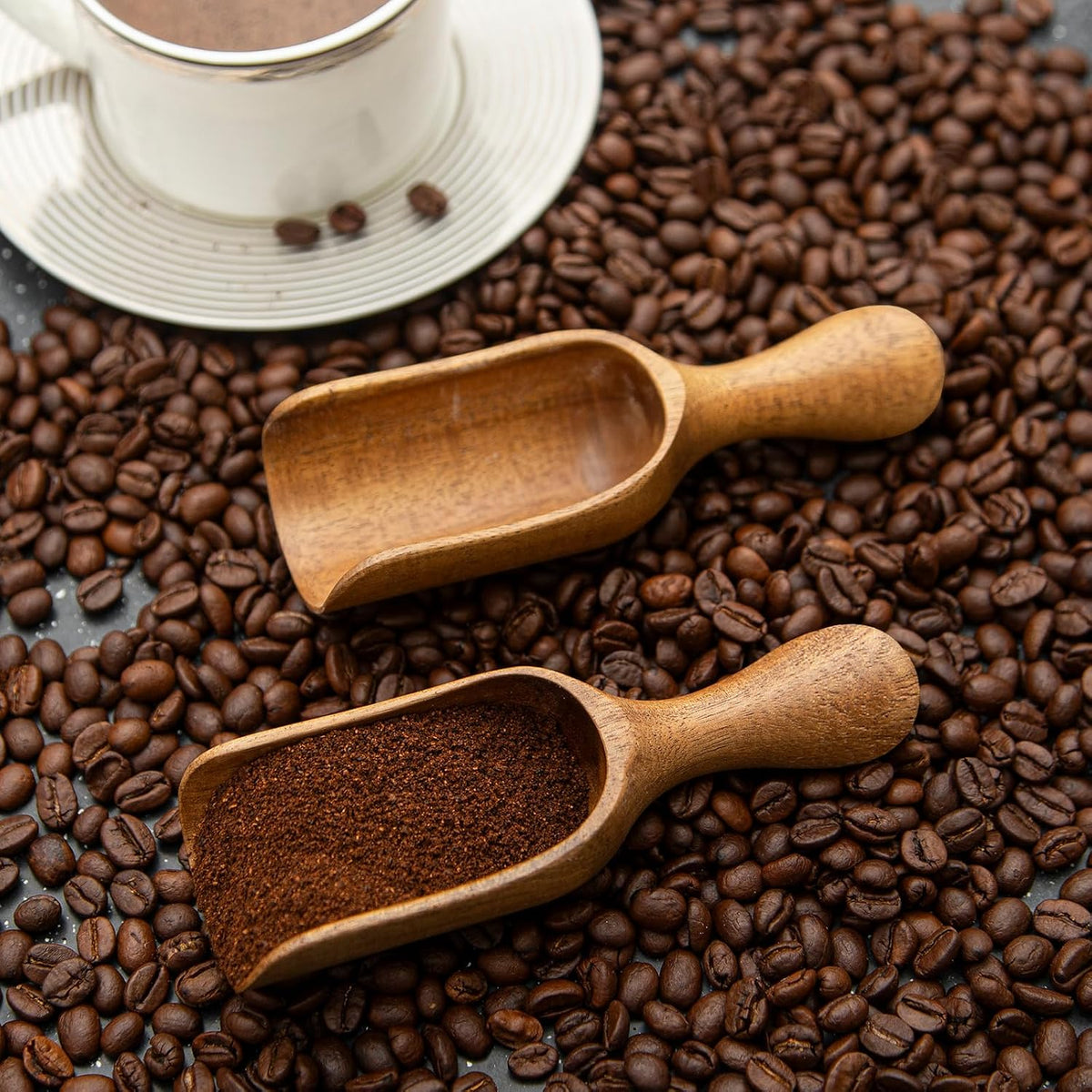 Wooden Scoops for Canisters Acacia Wooden Scoop for Jars Mini Measuring Spoons for Ground Coffee Scoops Wood Scoops for Seasoning Bath Salt Laundry Detergent Shovel Measuring-Multipurpose