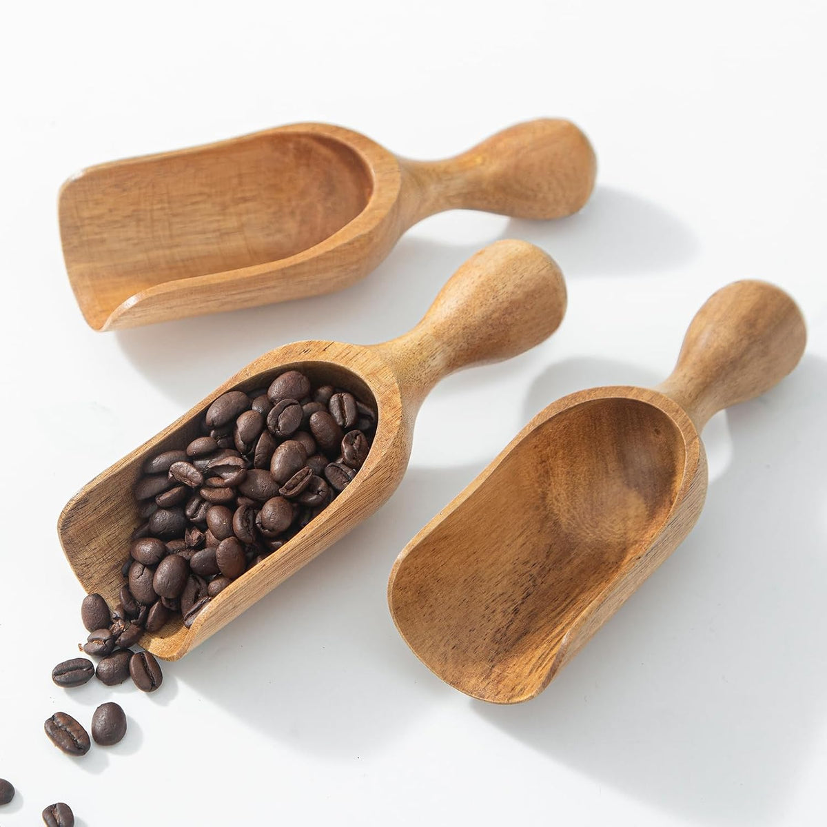 Wooden Scoops for Canisters Acacia Wooden Scoop for Jars Mini Measuring Spoons for Ground Coffee Scoops Wood Scoops for Seasoning Bath Salt Laundry Detergent Shovel Measuring-Multipurpose