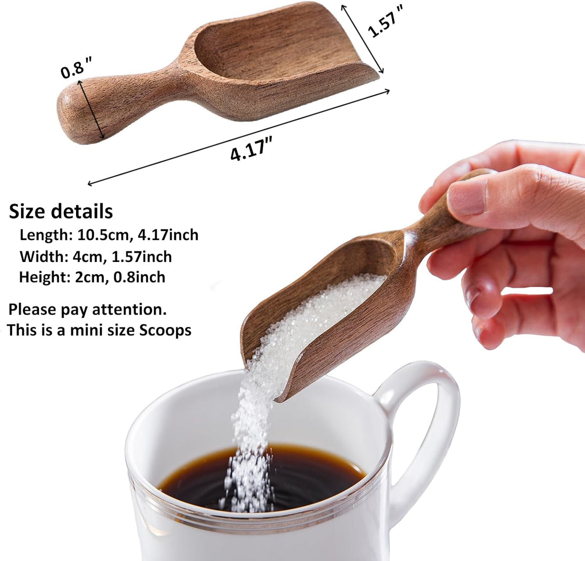 Wooden Scoops for Canisters Acacia Wooden Scoop for Jars Mini Measuring Spoons for Ground Coffee Scoops Wood Scoops for Seasoning Bath Salt Laundry Detergent Shovel Measuring-Multipurpose