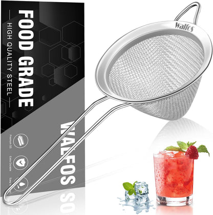 Fine Mesh Strainer Set of 3, Stainless Steel Wire Strainers for Kitchen, Multipurpose Metal Fine Sieve with Handle, Perfect for Food, Rice, Quinoa, 2.7", 4.6", 7"