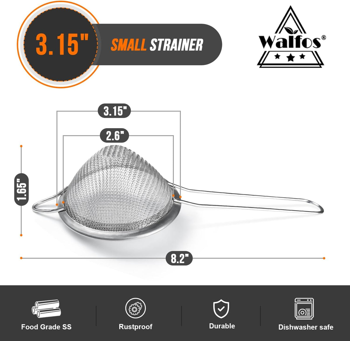Fine Mesh Strainer Set of 3, Stainless Steel Wire Strainers for Kitchen, Multipurpose Metal Fine Sieve with Handle, Perfect for Food, Rice, Quinoa, 2.7", 4.6", 7"