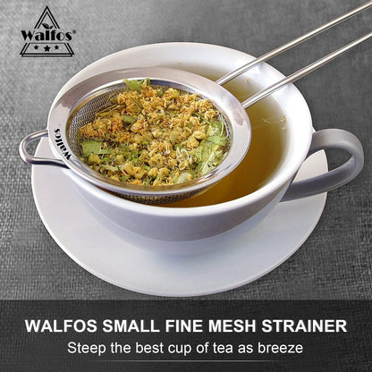 Fine Mesh Strainer Set of 3, Stainless Steel Wire Strainers for Kitchen, Multipurpose Metal Fine Sieve with Handle, Perfect for Food, Rice, Quinoa, 2.7", 4.6", 7"