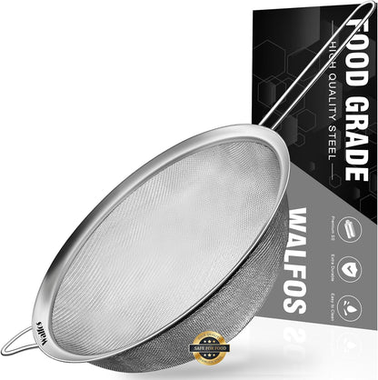 Fine Mesh Strainer Set of 3, Stainless Steel Wire Strainers for Kitchen, Multipurpose Metal Fine Sieve with Handle, Perfect for Food, Rice, Quinoa, 2.7", 4.6", 7"