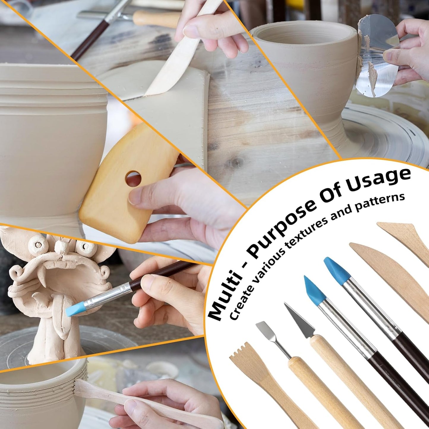 Professional Clay Rolling Pin, 17 Inch Non-Stick Clay Roller for Pottery and Slab Making –Duty Pottery Tool with Ergonomic Handles, Essential for Art Studios