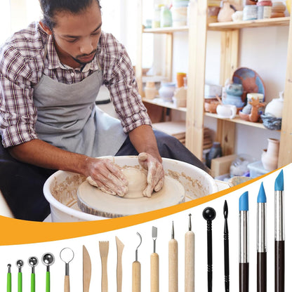 Professional Clay Rolling Pin, 17 Inch Non-Stick Clay Roller for Pottery and Slab Making –Duty Pottery Tool with Ergonomic Handles, Essential for Art Studios