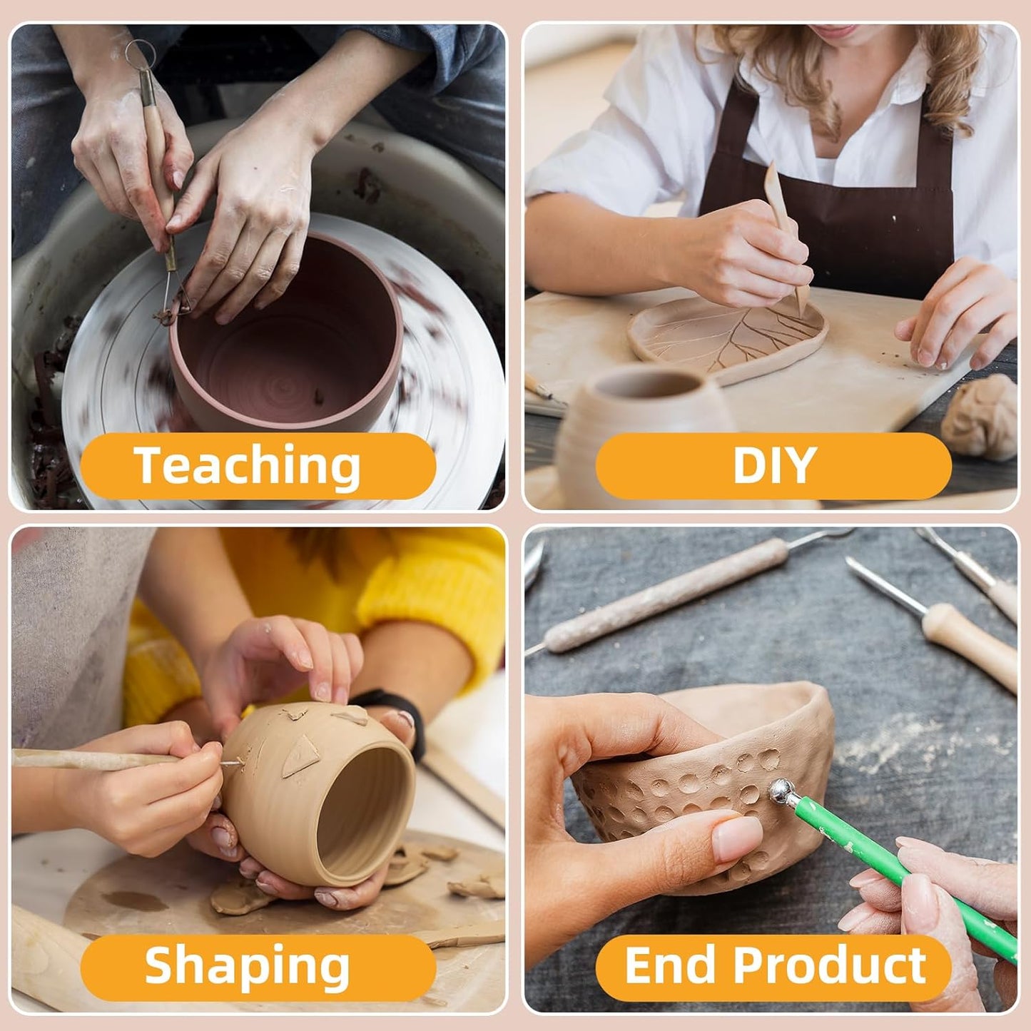 Professional Clay Rolling Pin, 17 Inch Non-Stick Clay Roller for Pottery and Slab Making –Duty Pottery Tool with Ergonomic Handles, Essential for Art Studios