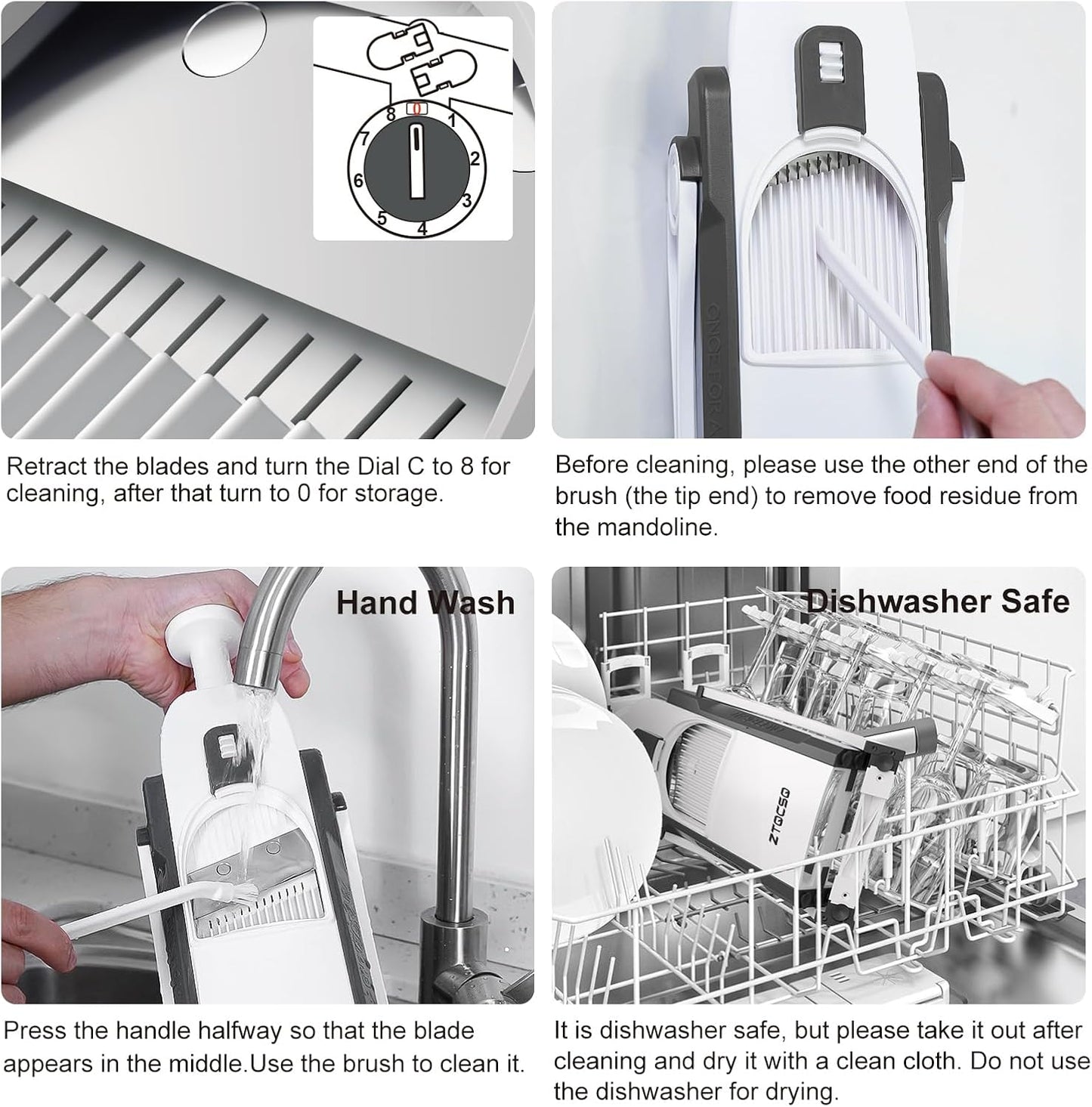 5 in 1 Safe Vegetable Mandoline Slicer for Kitchen, Adjustable Thickness | Safe Mandoline Slicer for Kitchen, Easy to Clean/Storage, Potato Slicing, Strips, Shredding, Dicing, Chop, Cleaning brush