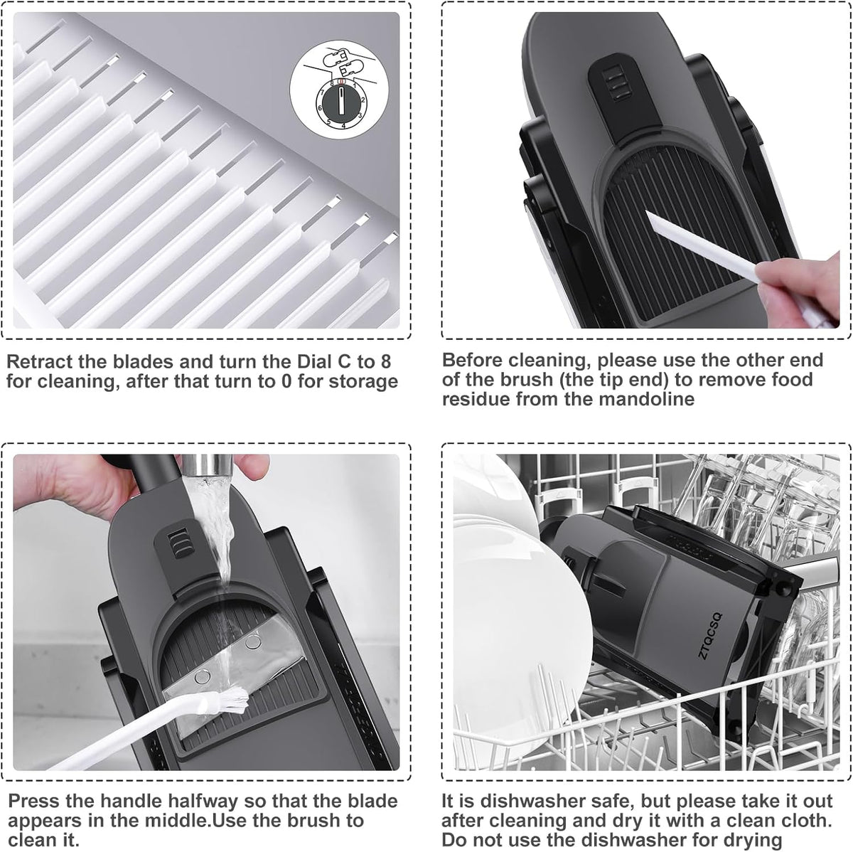 5 in 1 Safe Vegetable Mandoline Slicer for Kitchen, Adjustable Thickness | Safe Mandoline Slicer for Kitchen, Easy to Clean/Storage, Potato Slicing, Strips, Shredding, Dicing, Chop, Cleaning brush