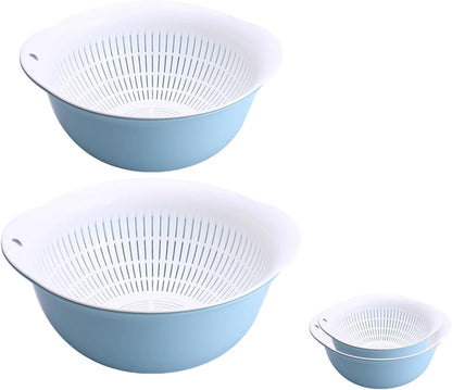 Colander Bowl Set of 2, Nesting Large Capacity Plastic Food Strainer for Pasta, Vegetables and Fruits Washing Draining Basket, Space Saving, BPA Free