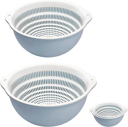 Colander Bowl Set of 2, Nesting Large Capacity Plastic Food Strainer for Pasta, Vegetables and Fruits Washing Draining Basket, Space Saving, BPA Free
