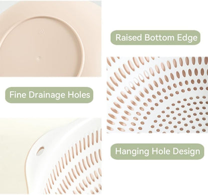 Colander Bowl Set of 2, Nesting Large Capacity Plastic Food Strainer for Pasta, Vegetables and Fruits Washing Draining Basket, Space Saving, BPA Free