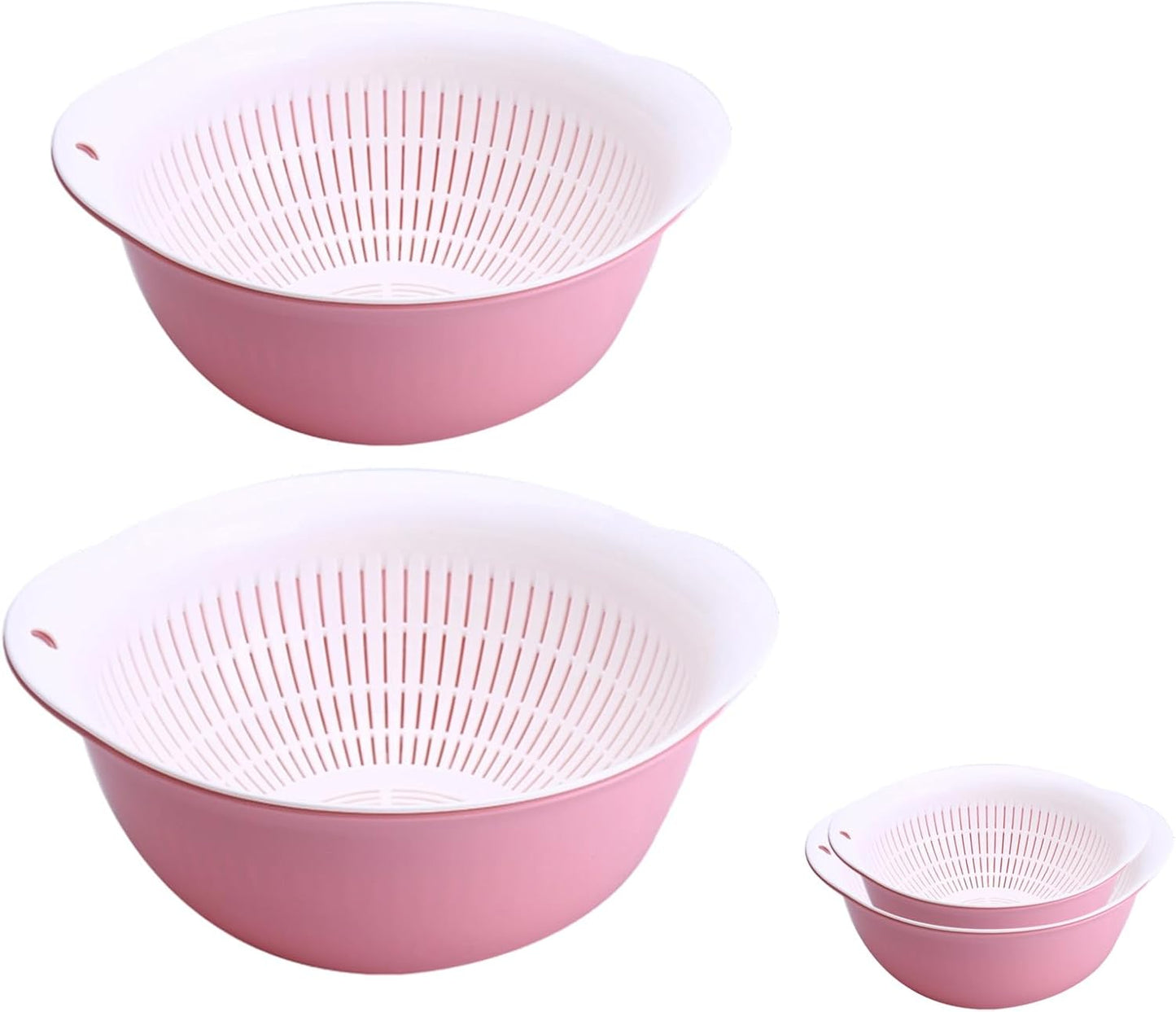 Colander Bowl Set of 2, Nesting Large Capacity Plastic Food Strainer for Pasta, Vegetables and Fruits Washing Draining Basket, Space Saving, BPA Free
