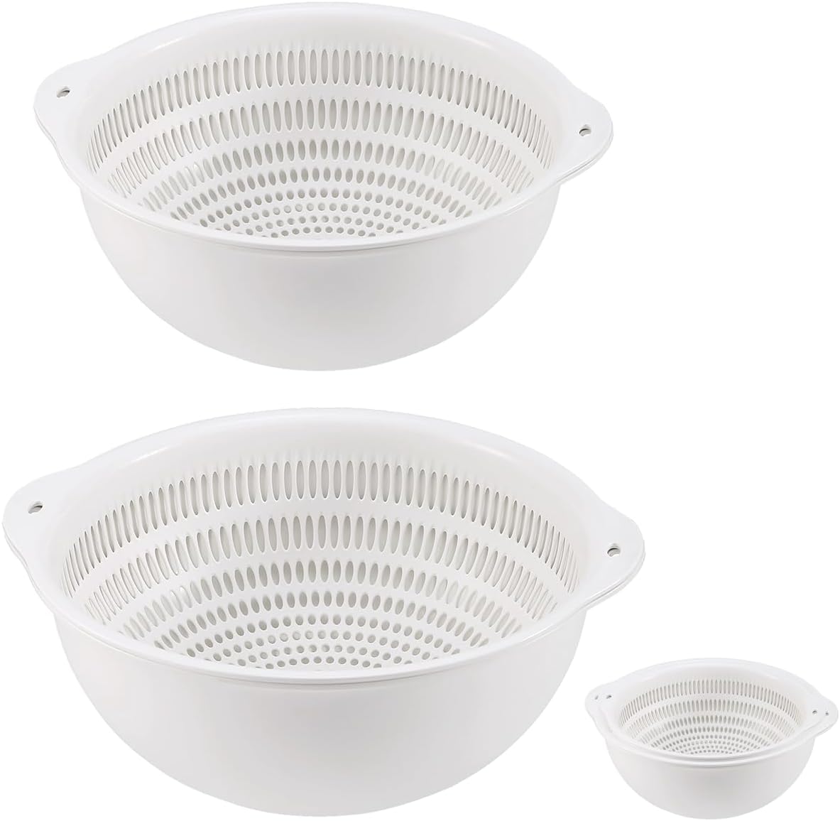 Colander Bowl Set of 2, Nesting Large Capacity Plastic Food Strainer for Pasta, Vegetables and Fruits Washing Draining Basket, Space Saving, BPA Free