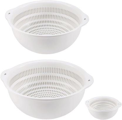Colander Bowl Set of 2, Nesting Large Capacity Plastic Food Strainer for Pasta, Vegetables and Fruits Washing Draining Basket, Space Saving, BPA Free