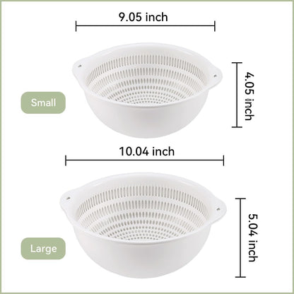 Colander Bowl Set of 2, Nesting Large Capacity Plastic Food Strainer for Pasta, Vegetables and Fruits Washing Draining Basket, Space Saving, BPA Free