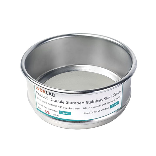 304 Stainless Steel Mesh Lab Sieve, 325 Mesh (0.045mm) Aperture Test Sieve, 4inch(10cm) Economy Standard Analysis Sample Test Sieves for Industrial Laboratory Homes