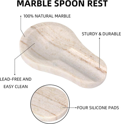 Marble Spoon Rest, Viva Jade, 4 * 6.5 | For Kitchen Stove Countertop, Marble Utensil Holder, for Spatula, Ladle, Fork